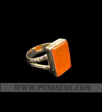 Brown Aqeeq Silver Ring 