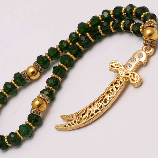 Emerald Green Tasbih with Zulfiqar Pendant