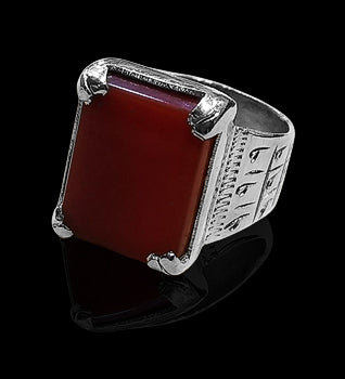 Modern Aqeeq Silver Ring In Square Shape With 999 Naqsh