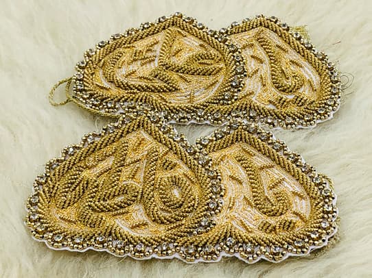 Golden Heart Shape ImamZamin in Golden Kora Work