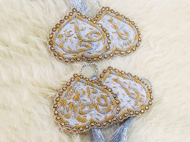Silver filled Heart Shape Imamzamin with Golden Kora Work