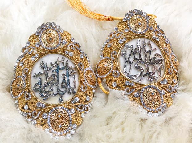 Elegant White Imamzamin In Gold Polish with White Zircorn Stones