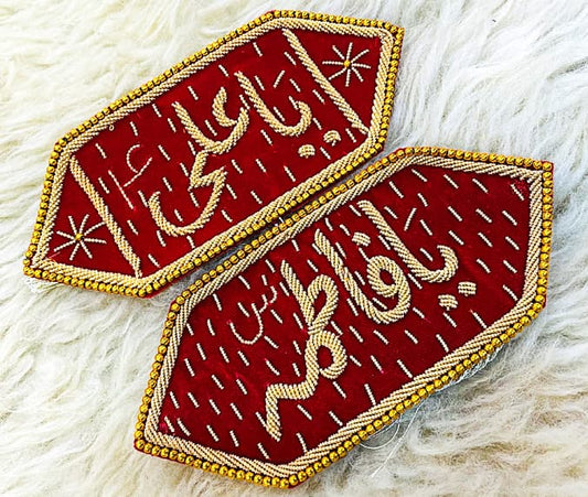 Red Velvet Imamzamin for Dulha Dulhan Kora Work