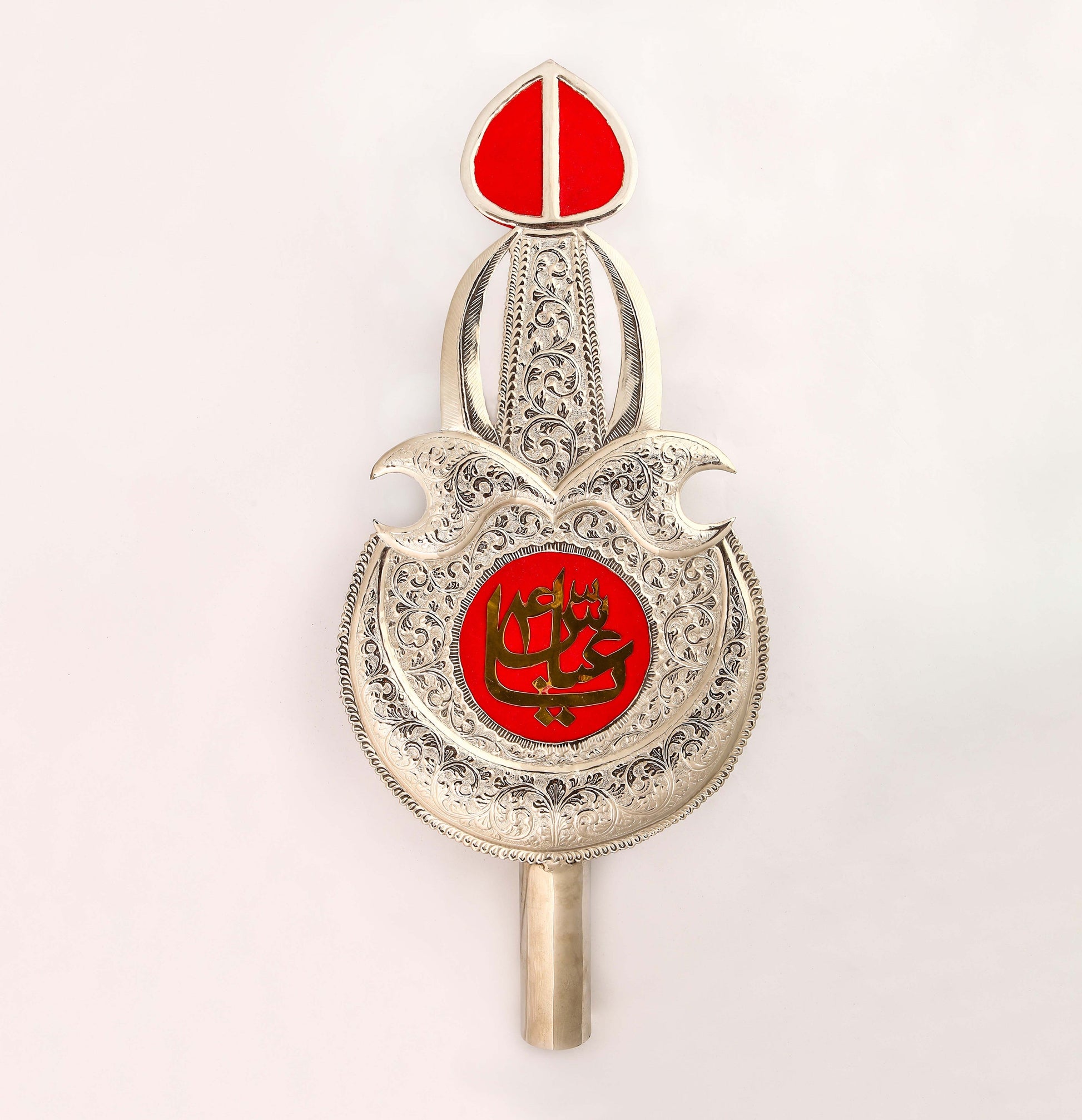 Alam Panja Ya Abbas (as) Silver Pajna with Red Enamel