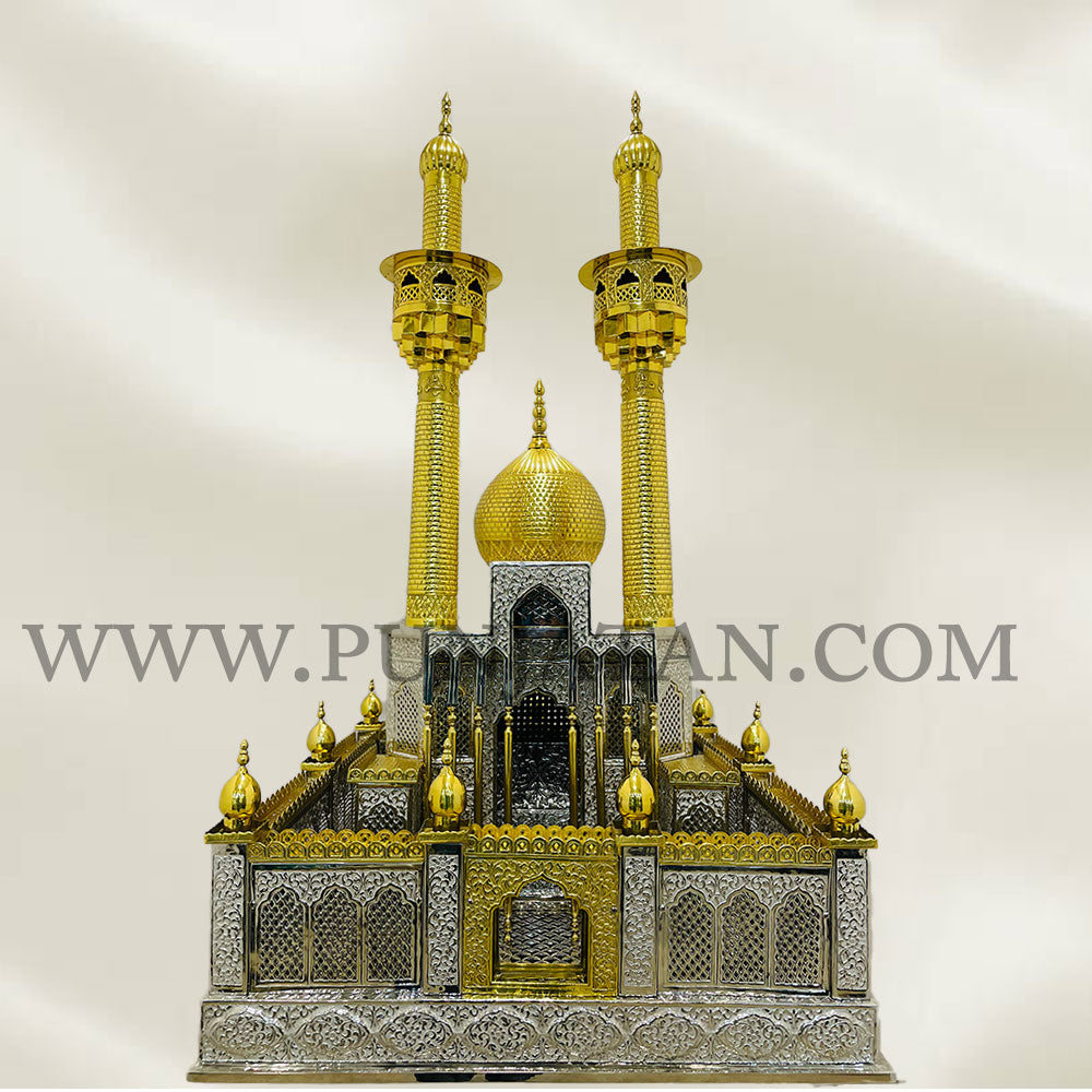 Roza Mubarak Imam Hussain (as) in German Silver & Gold Polish Perfect for ImamBargha