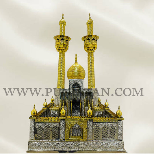 Roza Mubarak Imam Hussain (as) in German Silver & Gold Polish Perfect for ImamBargha