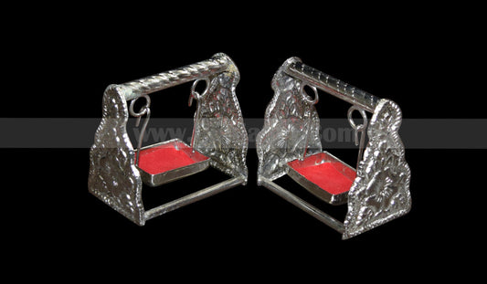 Set of Two Silver Jhoolahs With Red Velvet Cloth 