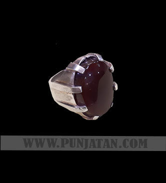 Yemeni Dark Red Aqeeq Silver Ring 